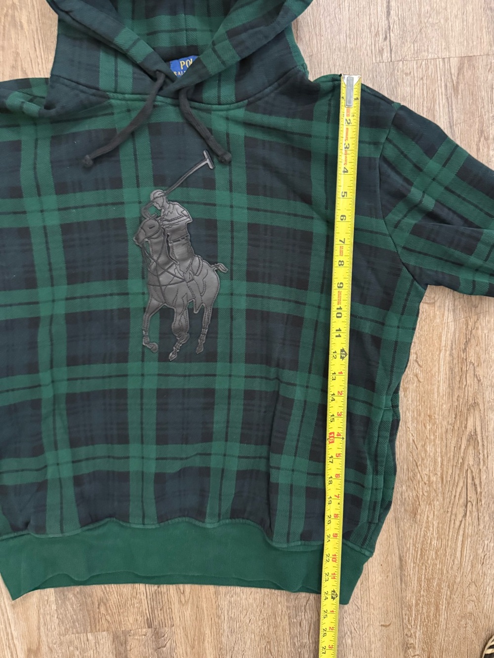 Polo Ralph Lauren • Leather Pony Tartan Plaid Hoodie - Picture 7 of 16